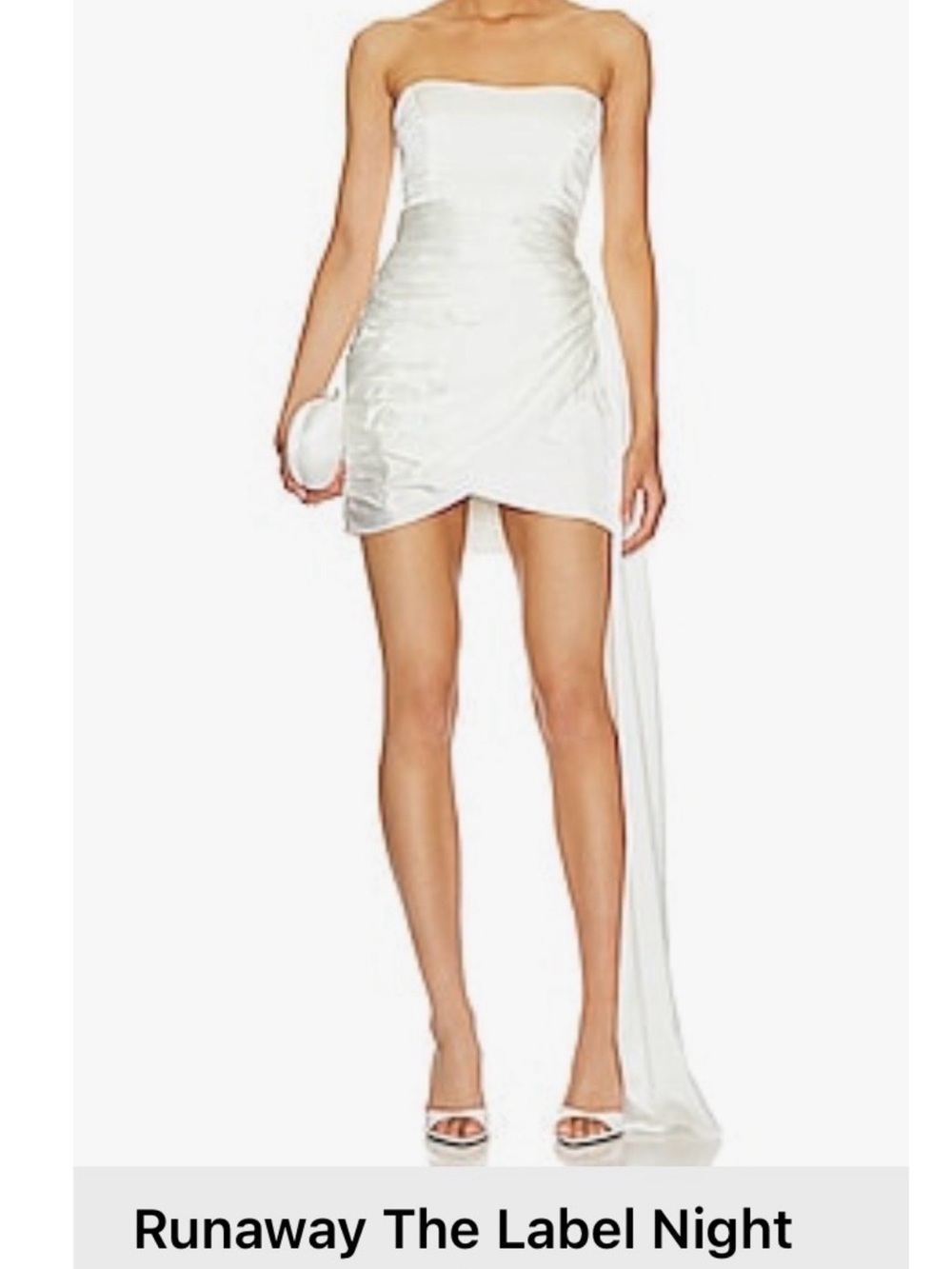 Strapless White Mini Dress with Side Drape